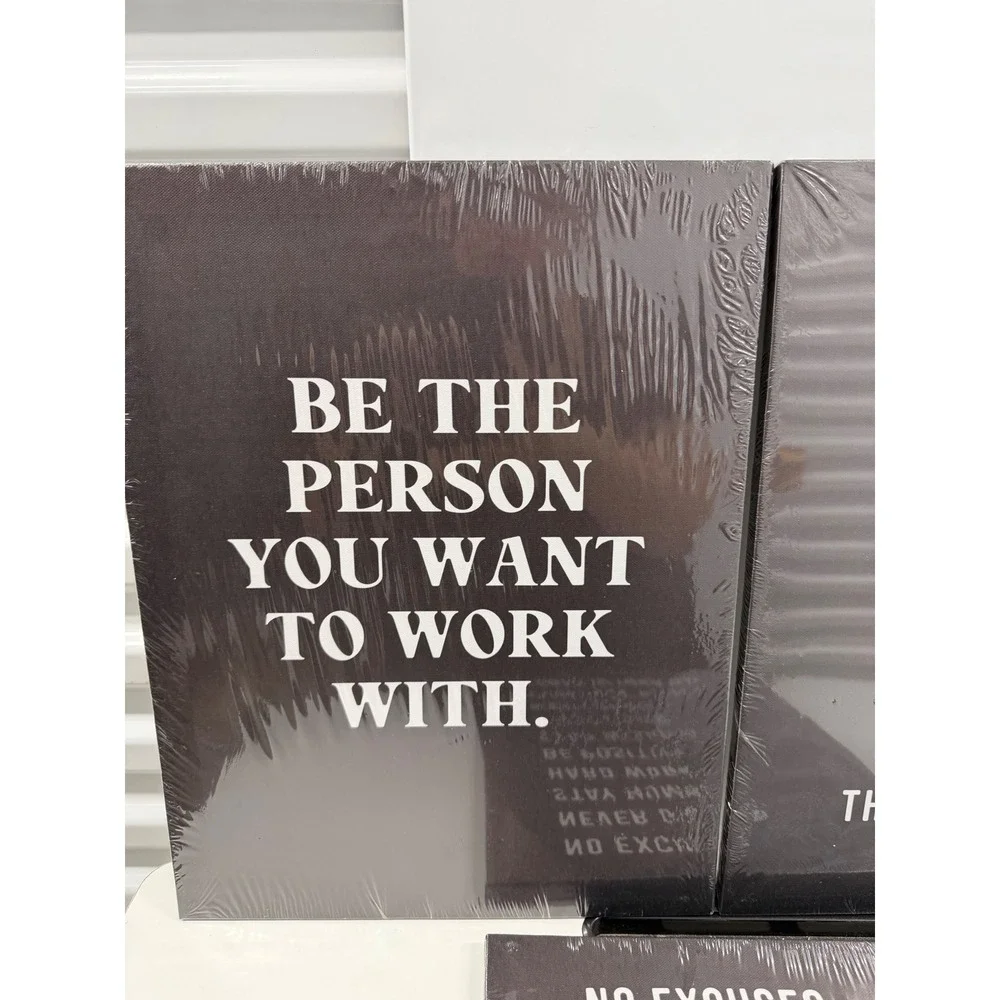 Set of 3 Motivational Canvas Wall Art Office Decor Black White Leadership Quotes